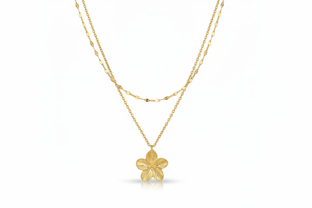 Flower Double Layer Pendant Necklace