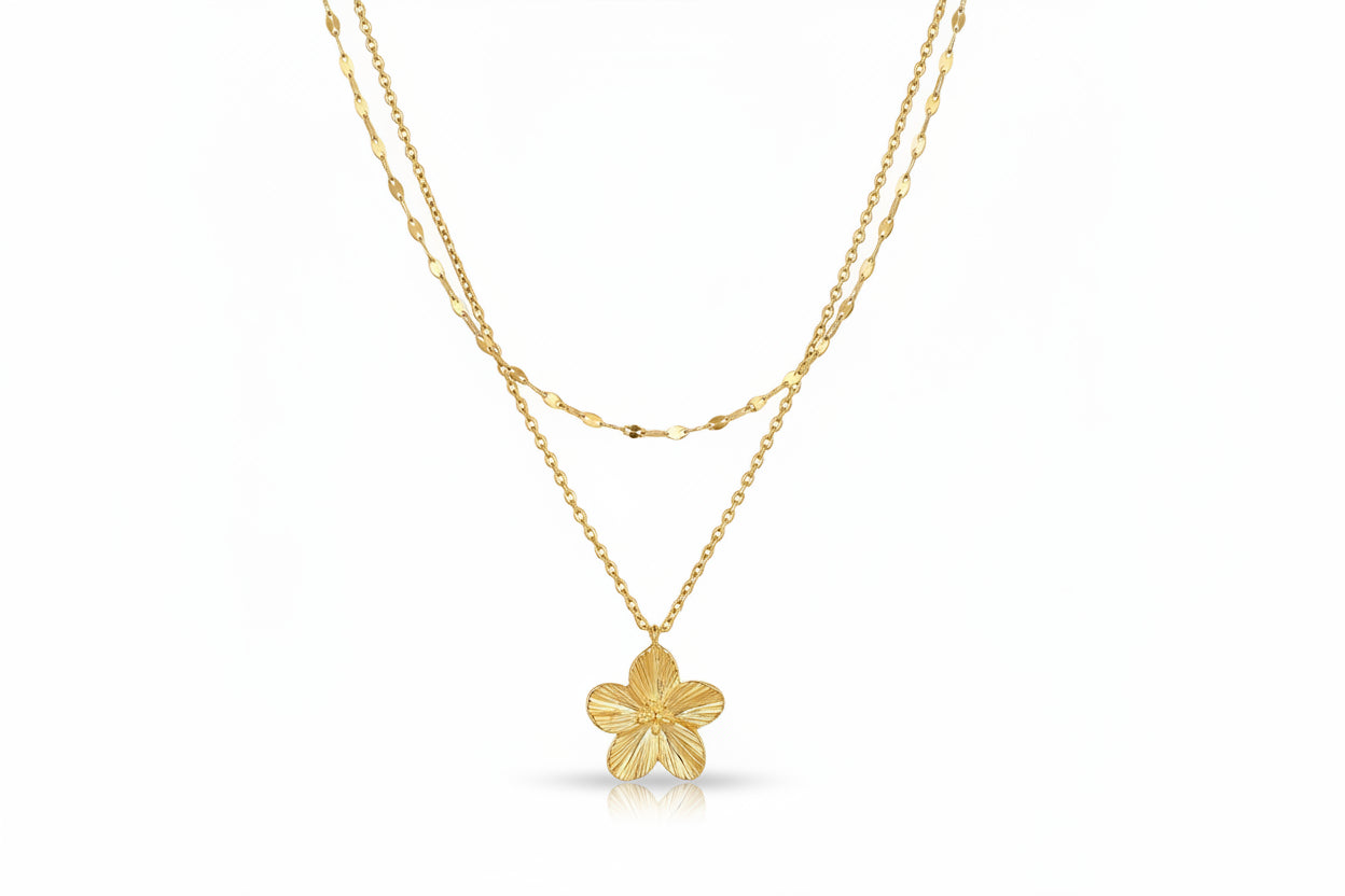 Flower Double Layer Pendant Necklace