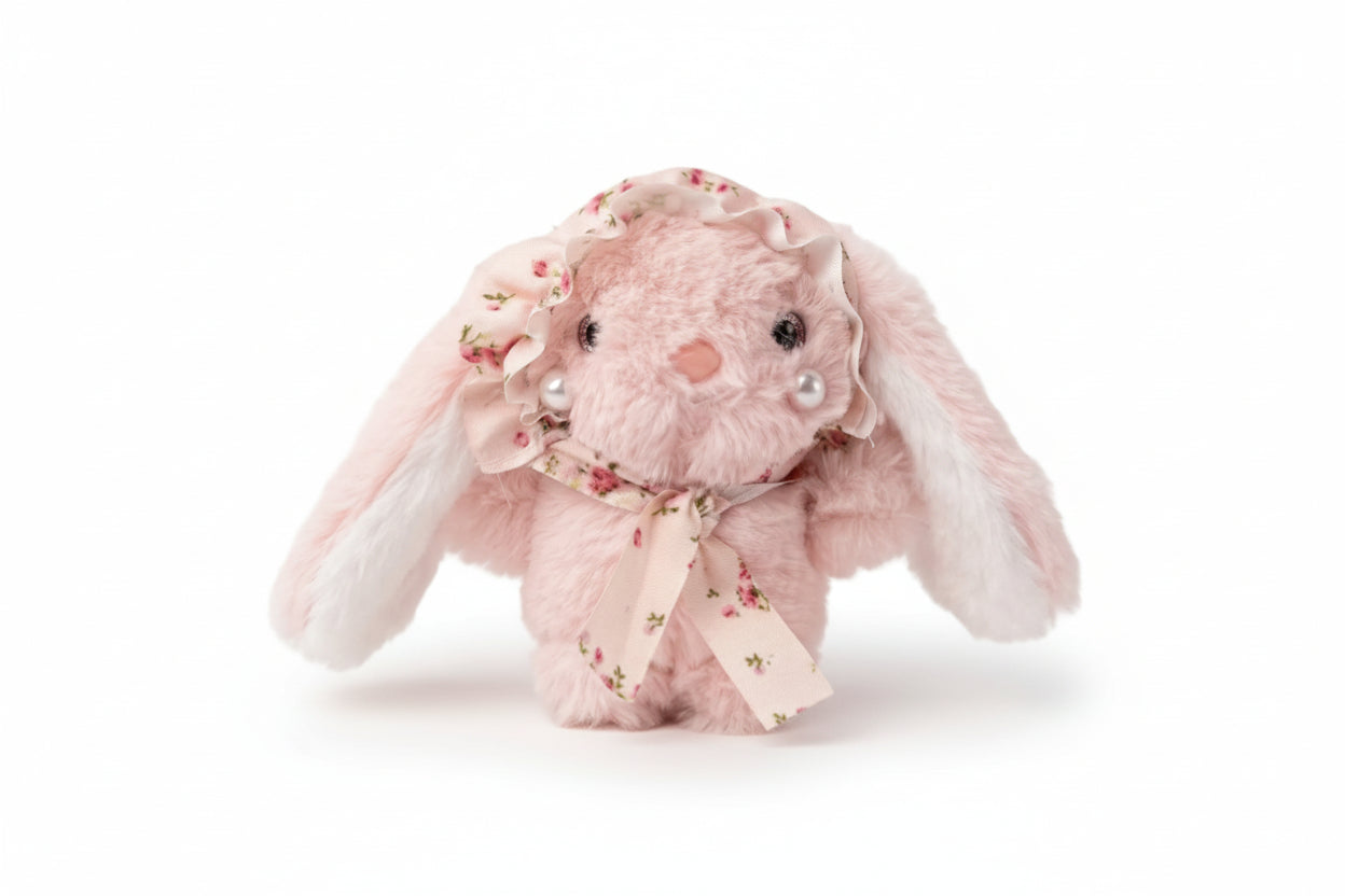 Cute Pink Bunny Plush Keychain