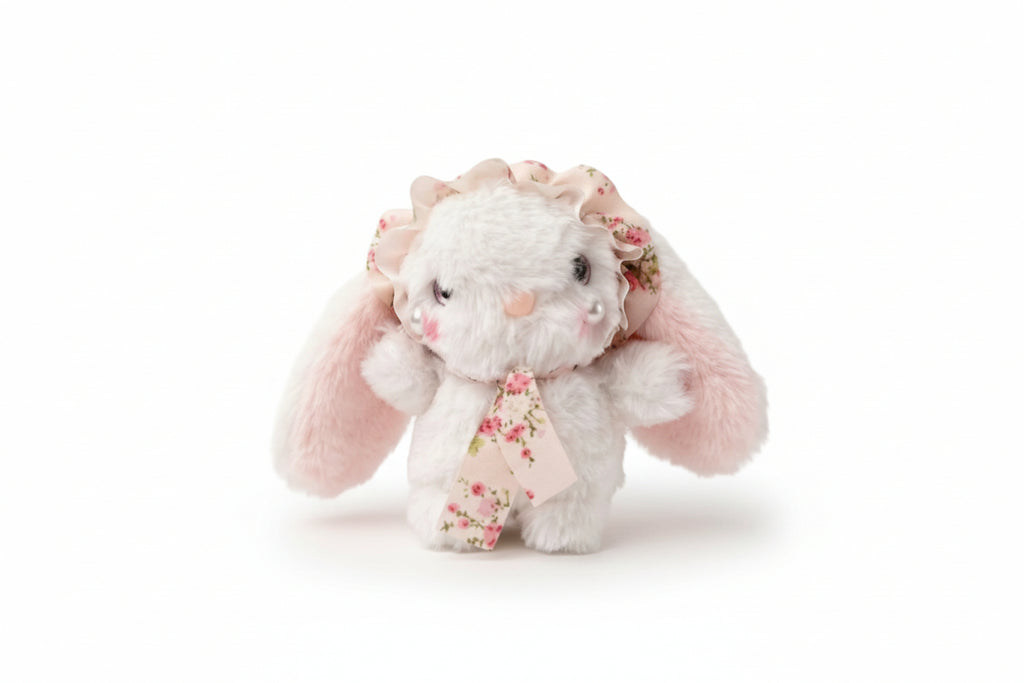 Cute white bunny plush keychain