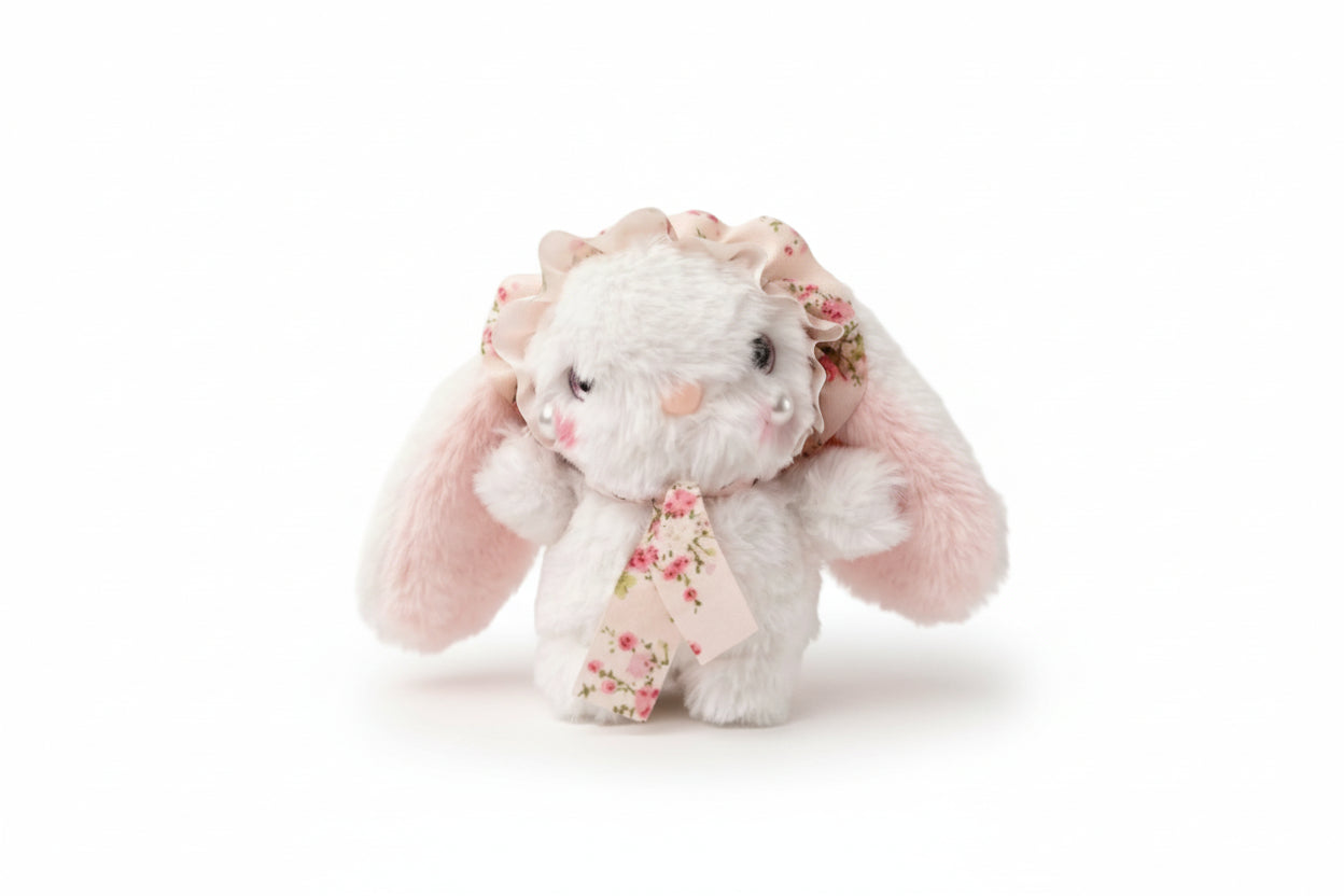 Cute white bunny plush keychain
