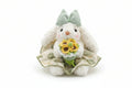 Korean bunny bag charm with a crochet bouquet