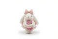 Korean bunny bag charm with a crochet bouquet