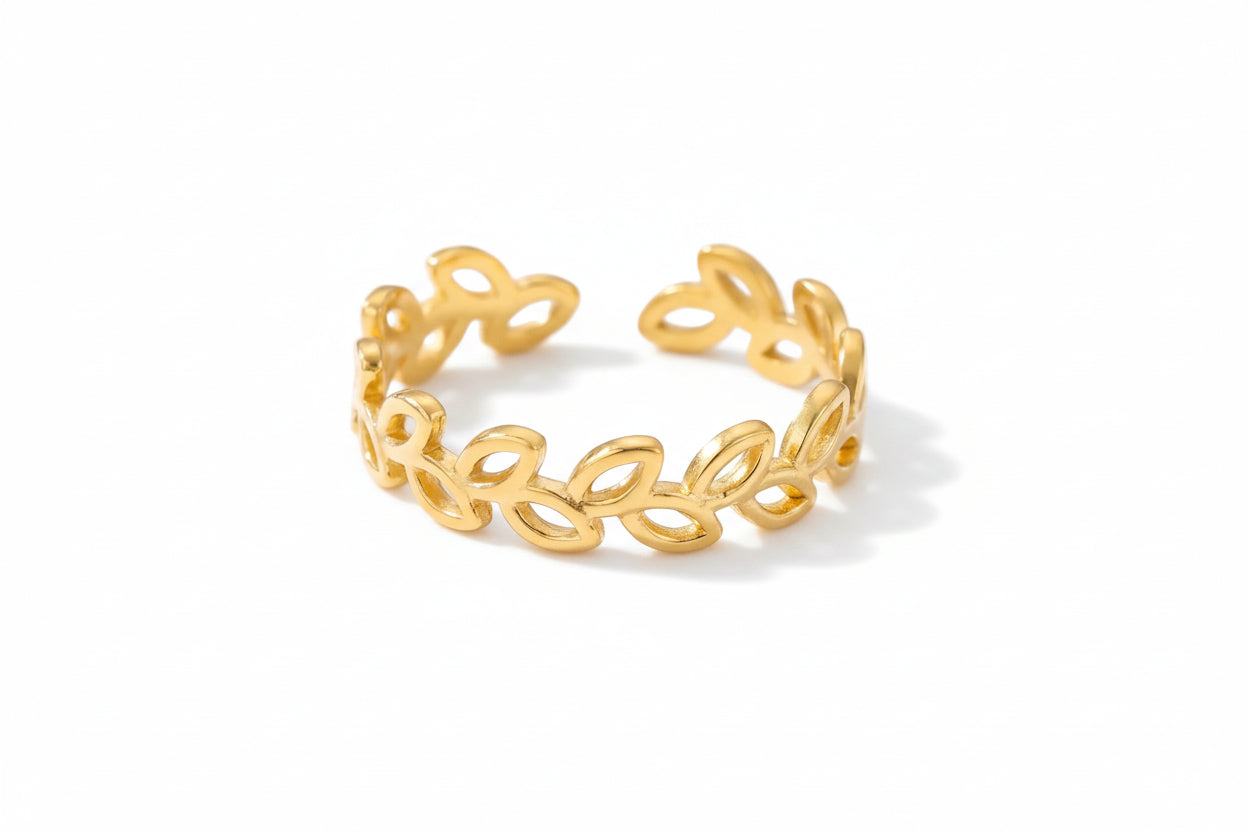 SS Leaf Band Ring