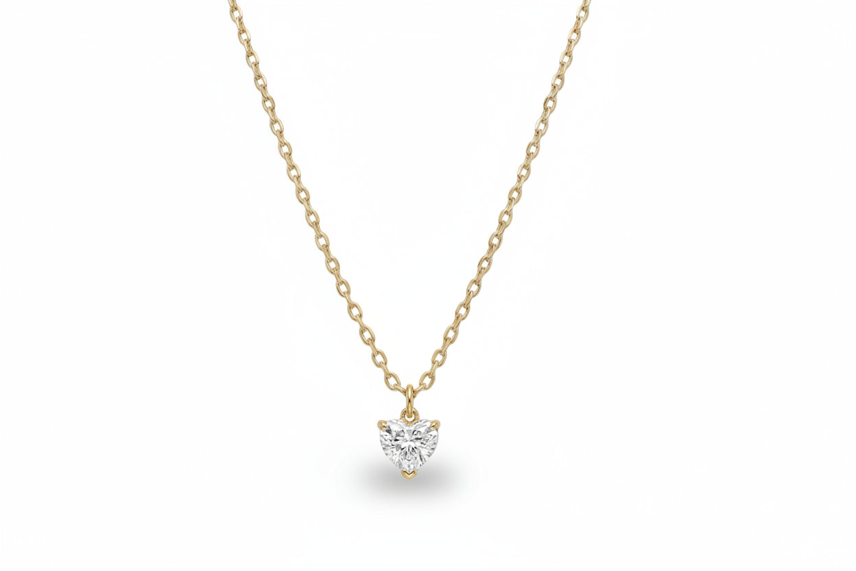 Heart-Shaped Crystal Pendant Necklace