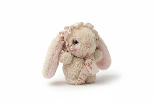 Cute beige bunny plush keychain