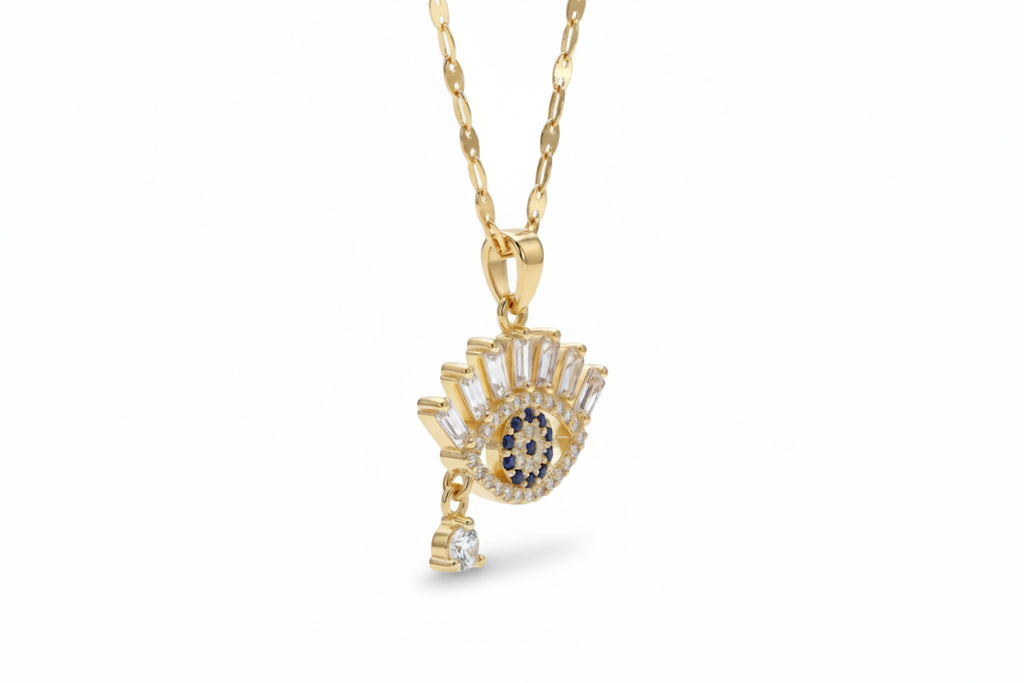 Teardrop Evil Eye Pendant Necklace