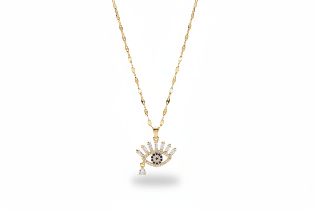 Teardrop Evil Eye Pendant Necklace