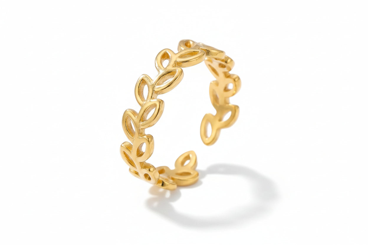 SS Leaf Band Ring
