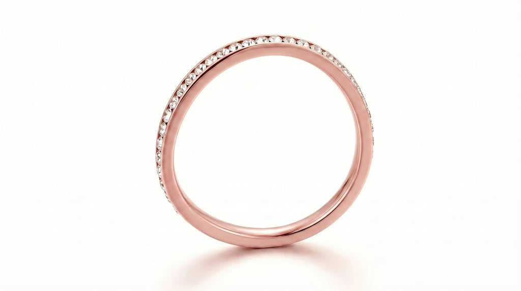 SS Rose Gold Stone Band Ring