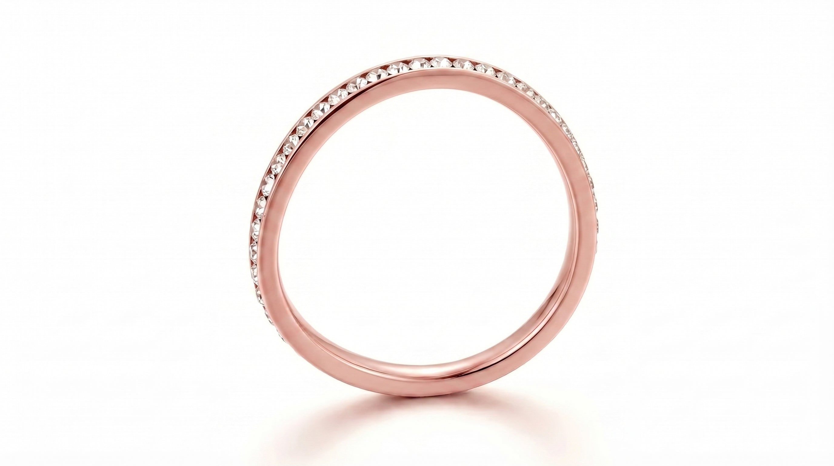 SS Rose Gold Stone Band Ring